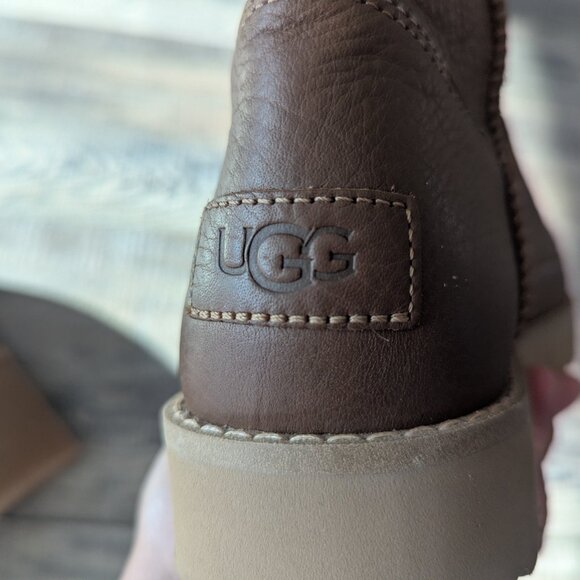 UGG Women's Deconstructed Mini Zip Y2K Classic Leather Short Boots Brown 9 - Picture 9 of 9